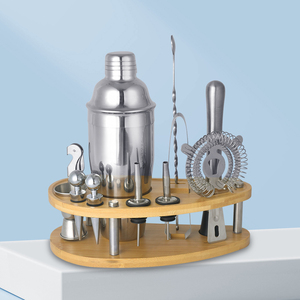 Sáng Tạo 12 Miếng Bartender Kit 700Ml 25Oz Thép Không Gỉ <span class=keywords><strong>Cocktail</strong></span> <span class=keywords><strong>Shaker</strong></span> Thanh Công Cụ Thiết Lập Với Tre Đứng - Product Image 5