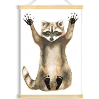 Poster Kit Empreinte Unique de Bébé Raton Laveur Décoration de Crèche Cadeau de Naissance Art Mural Personnalisé pour Chambre de Bébé Cadeau de Baby Shower