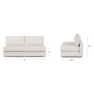 Canapé-lit convertible moderne de luxe en lin, pliable, profil bas, mobilier de salon, style Japandi minimaliste - Product Image 6