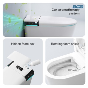 WC intelligent de luxe monobloc en céramique blanche allongé avec télécommande, fonction de chauffage du siège et de chasse d'eau BT-9010 Automate - Product Image 6