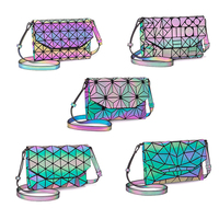 Nouveauté Fille Miss Unique Changement de Couleur Holographique Irisé Réfléchissant Motif Géométrique Sac à Main à Bandoulière Sac Fourre-Tout