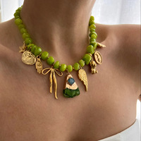 Pendentif tendance en or, plume, nœud papillon, cœur, pendentif en acier inoxydable plaqué or, breloque tendance, colliers, bracelets