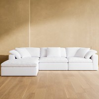 Canapé modulaire en forme de L FERLY, double chaise longue, coussin en duvet, reconfigurable, pour salon
