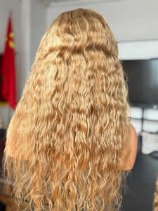 Peluca con malla frontal de cabello humano sin pegamento 13x6 HD, rizos húmedos, pelucas brasileñas rubias y marrones que se separan en cualquier lugar - Product Image 5