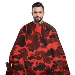 Capa de Corte de Pelo Portátil con Camuflaje Rojo, Impermeable, para Salón de Belleza, Capa de Barbero de Poliéster Suave con Cierre a Presión - Product Image 1