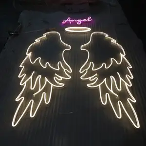 Panneau lumineux avec ailes d'ange illuminées 3D, néon néon pour mariage, nouveau Design tendance