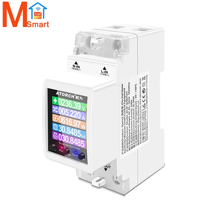 Tuya Fase Tunggal 100A 220V 110V 50/60Hz Din Rail WIFI Smart Energy Meter Timer Konsumsi Daya Monitor KWh Meter Wattmeter