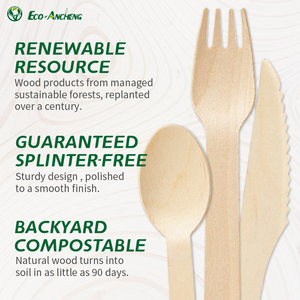 Ensemble de couverts en bois dégradables écologiques ustensile <span class=keywords><strong>cuillère</strong></span> jetable <span class=keywords><strong>fourchette</strong></span> <span class=keywords><strong>couteau</strong></span> pour le camping fourni par le fournisseur Bast - Product Image 3