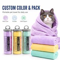 Toalla de Secado para Mascotas Clean Cham PVA Chamois, Multicolor, Suave, Absorbente y Reutilizable, en Tubo Portátil para Perros y Gatos