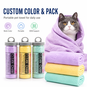 ผ้าเช็ดตัวสำหรับสัตว์เลี้ยง Clean Cham PVA Chamois หลายสี นุ่ม ซึมซับได้ดี และนำกลับมาใช้ใหม่ได้ บรรจุในหลอดพกพาสะดวกสำหรับสุนัขและแมว - Product Image 5