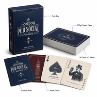 Jeu de cartes de poker personnalisé, écologique et durable, en papier couché, style pub britannique, coins arrondis, avec dos personnalisé, idéal comme cadeau