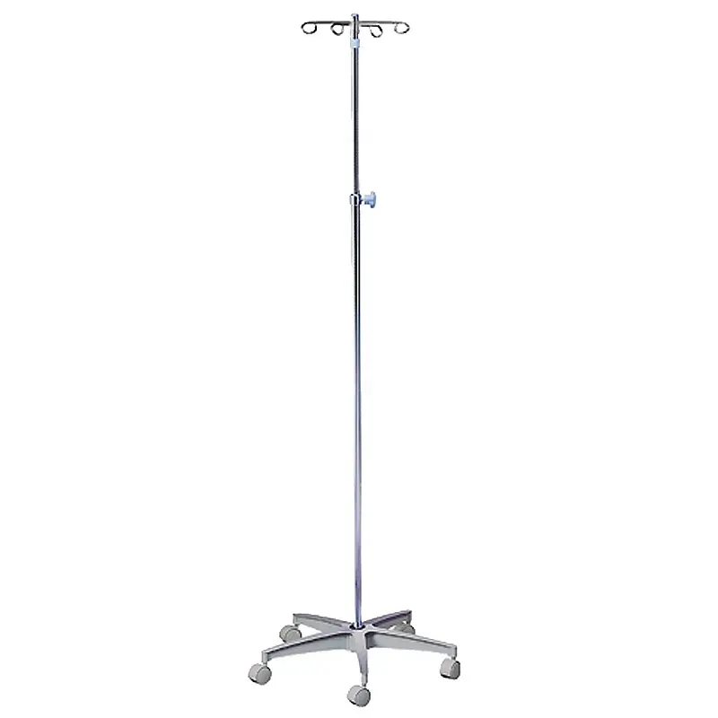 Cama manual de metal para hospital, postes de soporte salino IV, 4 ganchos