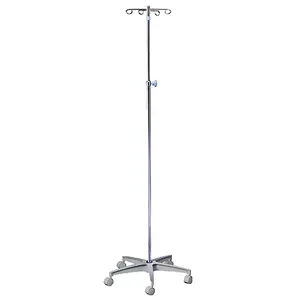 hospital metal manual bed IV saline Stand poles 4 hooks for hospital