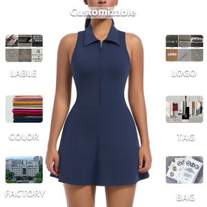 XW-6676, оптовая продажа, Женская Спортивная одежда для фитнеса, без рукавов, без рукавов, на молнии, на заказ, с открытой спиной, платье для йоги, тенниса - Product Image 6