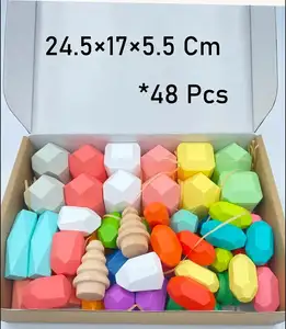 2023 Factory Direct Hot Wooden Stones Stapels piel Rock Blocks Pädagogisches Puzzle-Spielzeug