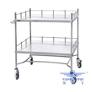 Chariot à instruments double couche en acier inoxydable Yu Pengfei 650x420x870mm, chariot de traitement hospitalier - Product Image 1