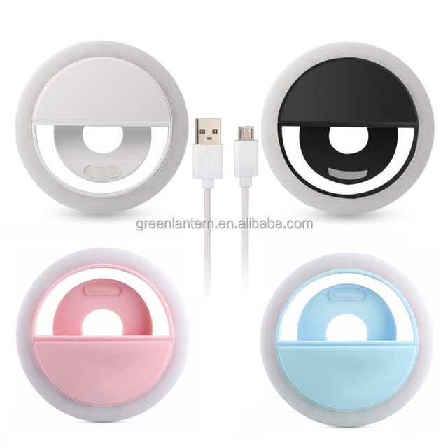 Mini Selfie LED Ring Light Whitening Fill Light Flash LED Mobile Phone Portable Clip-on With Light Ring USB Rechargeable 28 LED