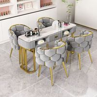 Bureau de Manucure Luxe et Moderne à Deux Places, Table à Ongles Économique, Ensemble Chaise et Table Simple, Double ou Triple pour Manucure, en Fer Métal Durable