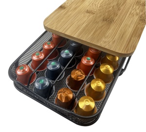 Organizador de cápsulas de café para la oficina o el hogar, con tapa de bambú para almacenamiento, 40 Uds. - Product Image 5