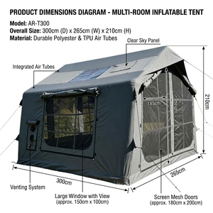 Tente de camping gonflable portable 300*265*210cm 210g Tissu en coton TC Double bâche en PVC Imperméable Quatre saisons - Product Image 4