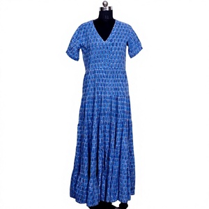 Women's Eco-Friendly Breathable Midi Dress Elegant Y2K Deep Neck Floral Block Print Evening/ Formal Button Back Washable <b>String</b> - Product Image 1