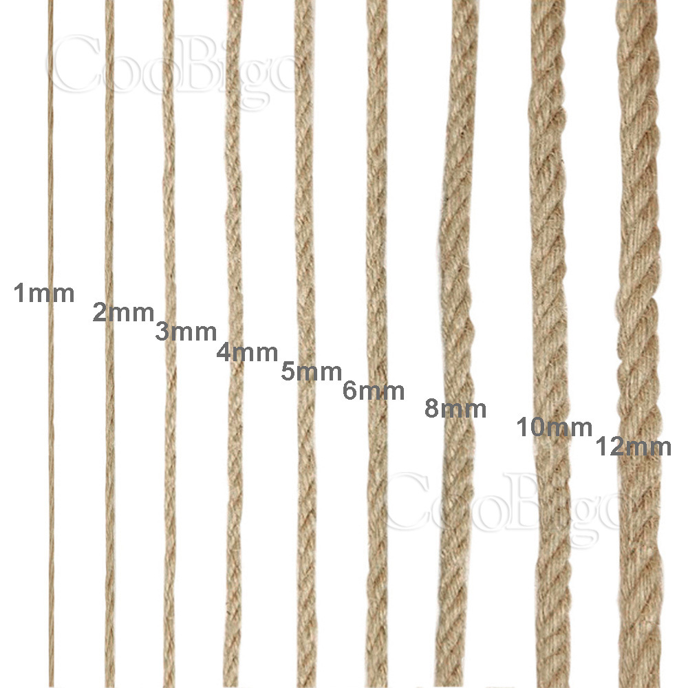 50 Mètres Corde De Jute Naturelle 6mm - Ficelle Chanvre 4 Couches Pour Décoration, Jardin, Animaux Et Escalade