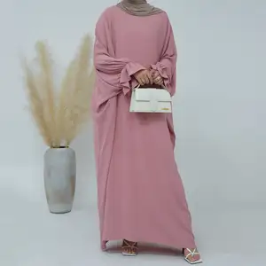 Pakaian Muslim antilembap baru 2024 kostum etnik Abaya anti-serabut bordir berlipat berlian imitasi panas Abaya wanita Nada