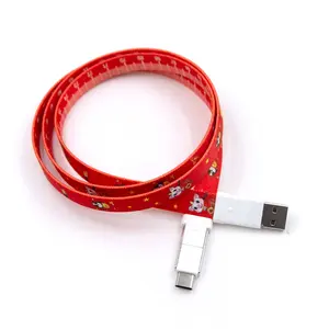 Relatiegeschenken Meerdere Connectoren 3 In 1 Aangepaste Logo Lanyard Usb Oplaaddatakabel