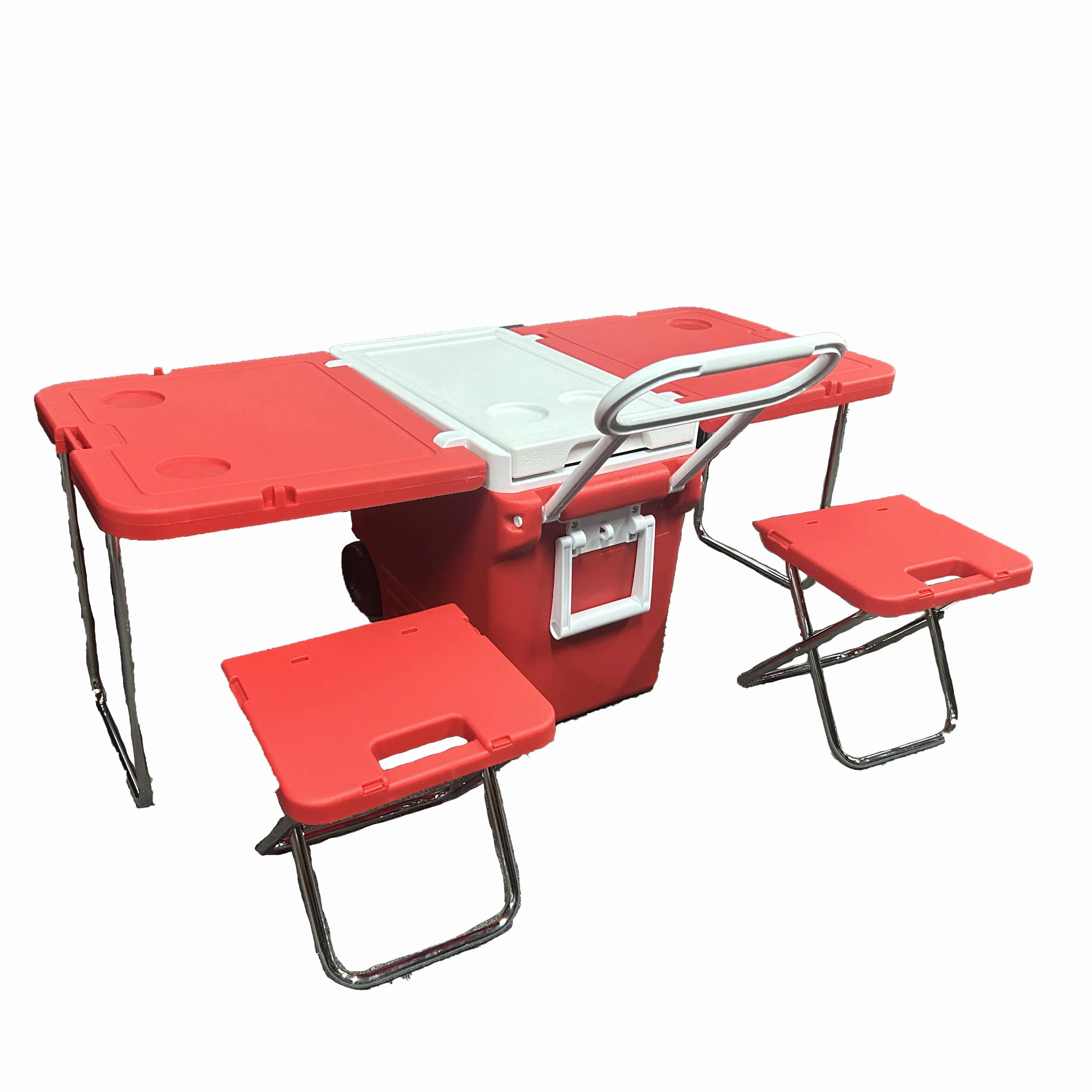 Firstents Multifonctionnel Pliable Glacière Camping En Plein Air Pique-Nique Pliant Glacière avec Table et Chaise