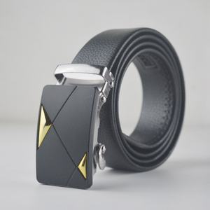 Cinturones Formales de Negocios y Ocio para Hombre, con Patrón de Litchi Negro, Hebilla Automática de Acero y Cuero Vacuno - Product Image 3