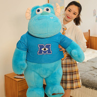 Kaus logo kustom boneka binatang Sullivan mainan mewah Universitas Monster berambut biru James Sullivan Mike bantal kartun