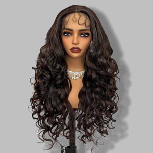 Vendeurs chinois en vrac <span class=keywords><strong>acheter</strong></span> bouffée synthétique avant de lacet perruques HD pleine chaleur résistant cheveux point culminant sans colle perruque pour les femmes noires - Product Image 5