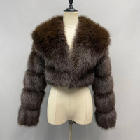 Manteau court en fausse fourrure de renard de haute qualité pour femme, avec grand col large, panneau horizontal personnalisé, en fourrure synthétique, vente en gros pour l'hiver