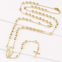 Collier chapelet catholique chrétien CM Fine Jewelry en or laminé 14K avec perles et croix religieuses