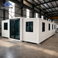 Casa Contenedor Expandible de 20 pies/40 pies con Puerta Corredera de Vidrio, Estructura de Acero Impermeable, Villa Modular Móvil para Alquiler en Resorts