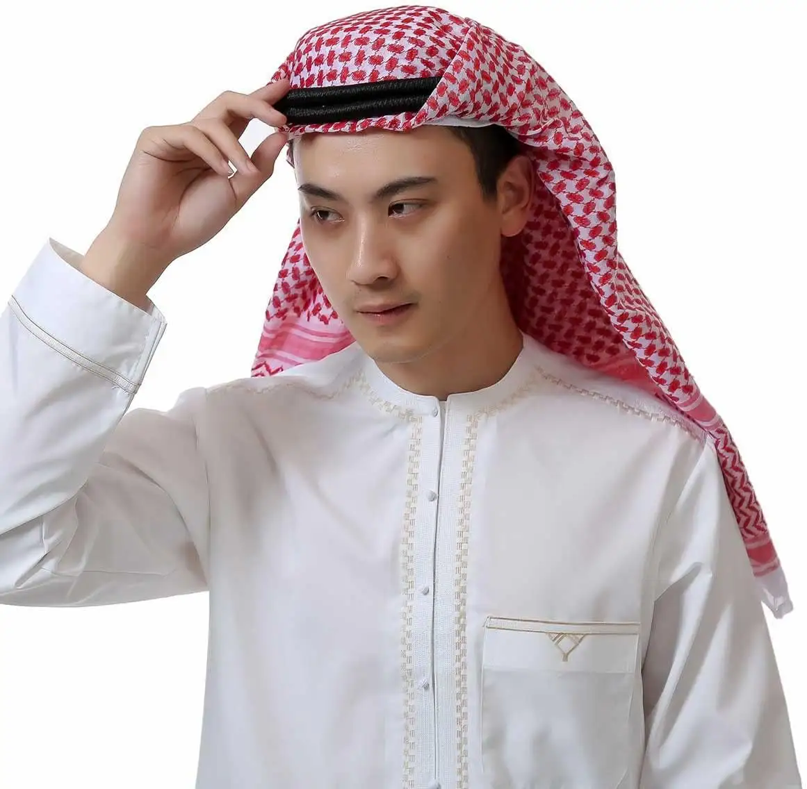 पुरुषों के लिए अरब केफियेह शेमाघ डेजर्ट प्रिंस हेड रैप स्कार्फ मध्य पूर्वी पारंपरिक इस्लामी मुस्लिम हेडवियर