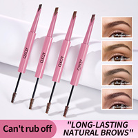 Lápiz de Cejas Vegano de Doble Punta, Natural, Delgado, 3D, Estilo Salvaje, Personalizado OEM, Gel de Cejas Marrón a Prueba de Agua, Marca Privada, Lápiz de Cejas Negro