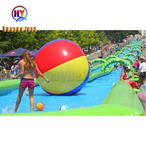 Tobogán de tierra Azul de 300m para carreras, toboganes largos de agua urbana inflables comerciales grandes para publicidad - Product Image 3