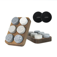 Ensemble de glaçons cylindriques en pierre naturelle pour whisky avec logo gravé, coffret en bois, ensemble de 6 pièces pour bar et restaurant, pierres à whisky glacées