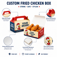 Boîte à emporter pour poulet frit et frites, style dossier, personnalisée, biodégradable, écologique, en papier recyclé, avec poignée, revêtement alimentaire, logo OEM
