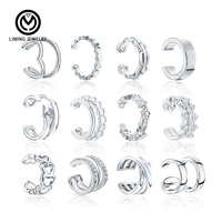 Ensemble de boucles d'oreilles clipsables multi-styles en argent sterling S925 plaqué rhodium avec zirconiums cubiques, bijoux de mode pour femmes, cadeaux d'anniversaire