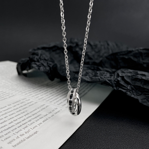 Bijoux <span class=keywords><strong>de</strong></span> mode Homme Femme Double Anneaux En Acier Inoxydable Zircon Pendentif Colliers pour Peau Sensible Chaîne Collier - Product Image 2