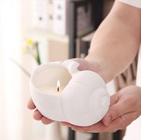 Vente en gros de bougie de luxe en forme de coquille en céramique blanche avec couvercle pour décoration de Noël à la maison cire parfumée