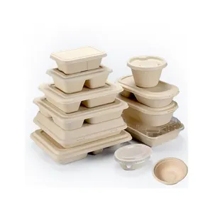 HONGRUN Professional Sugarcane Bagasse Pulp Food Container Machine Disposable Tableware Square Paper Food Container Plant