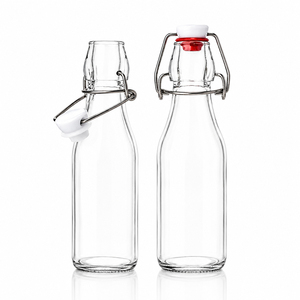 Botella de Vidrio Transparente Vacía con Tapón Metálico, Recipiente Reutilizable y Duradero para Jugo de Frutas, Aceite y Bebidas Caseras - Product Image 2