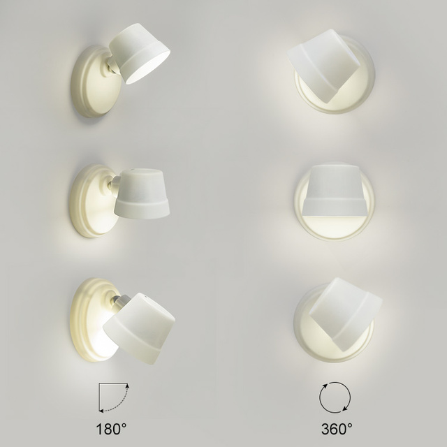 Indoor Usb Rechargeable 360 Degree Rotate Magnetic Sconce Lamp Touch Control Led Mounted Reading Wall Light for Bedroom Bedside