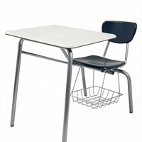 Ensemble Chaise et Bureau Modernes pour Salle de Classe, avec Tiroir de Rangement Intégré, Empilable, pour Collège et Salle de Sport, Mobilier Commercial en Acier