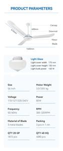 Ventilador <span class=keywords><strong>de</strong></span> Techo Industrial Gigante <span class=keywords><strong>de</strong></span> 56 Pulgadas (1400 mm) con Aspas Curvas Resistentes y Oscilación, para México y Sudamérica - Product Image 2