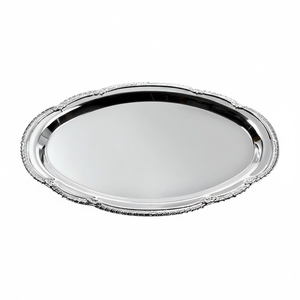 Vassoio Decorativo Ovale 31x22 cm Stile Vintage in Metallo Acciaio Inossidabile Plastica Vetro per Casa e Alimenti per Esposizione - Product Image 2