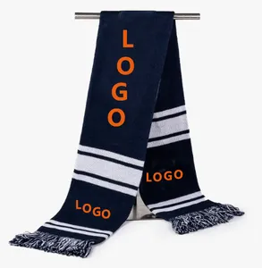 Custom Logo Printing Sport Team Football Fan Scarf Fashion Acrylic Knitted Scarves Football Club Scarf